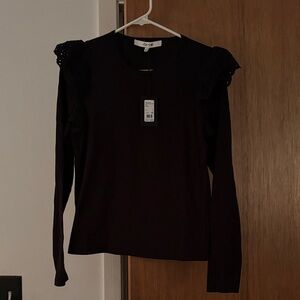 Joe's Jeans Black Long Sleeve Top with Eyelet Accents